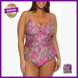 Plus Size Multiway Tankini Top UPF 50 Adjustable Straps Removable Cups